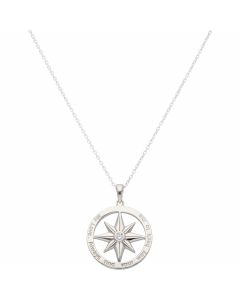 New Sterling Silver Gem Set North Star Pendant & 18" Necklace
