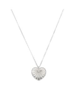 New Sterling Silver Sunburst Heart Pendant & 16"+2" Necklace
