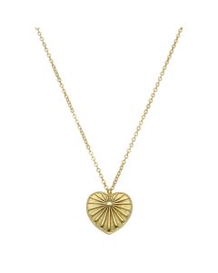 New Gold Plate Sterling Silver Sunburst Heart & 16"+2" Necklace