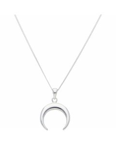 New Sterling Silver Crescent Moon Pendant & 18" Chain Necklace