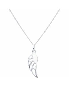 New Sterling Silver Angel Wing Pendant & 18" Chain Necklace