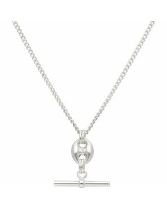 New Sterling Silver Anchor T-Bar Pendant & 16" Chain Necklace