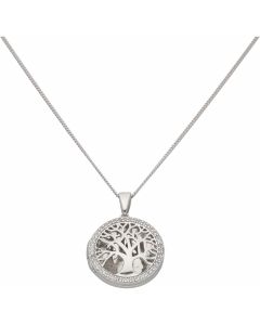 New Sterling Silver Gemstone Tree Of Life Open Locket & Necklace