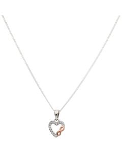 New Sterling Silver & Rose Communion Infinity Heart & 16" Chain