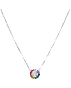 New Sterling Silver Gemstone Rainbow 16-17" Necklace