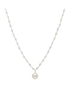 New Sterling Silver Tiny Shell Pearl Adjustable 15"-17" Necklace