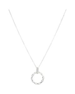 New Silver Cubic Zirconia Entwined Circle 15-17" Necklace