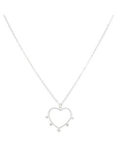 New Sterling Silver Gem Set Heart Adjustable 16-18" Necklace