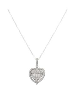 New Sterling Silver Cubic Zirconia Halo Heart & 18" Necklace