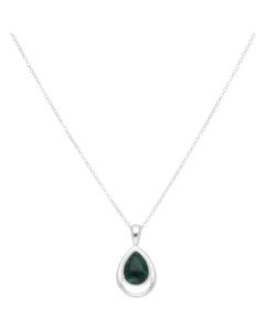 New Sterling Silver Malachite Drop Pendant & 18" Necklace