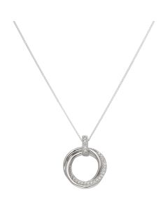 New Sterling Silver Cubic Zirconia Entwined Loop & 18" Necklace