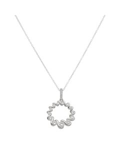 New Sterling Silver Cubic Zirconia Ribbon Pendant & 18" Necklace