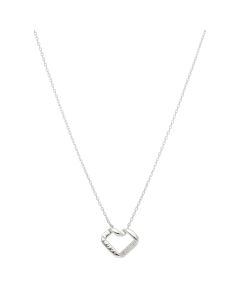 New Sterling Silver Gem Set Opend Heart Love 17-18" Necklace