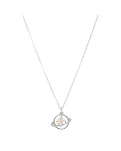 New Sterling Silver Synthetic Moonstone Planet 18 - 20" Necklace