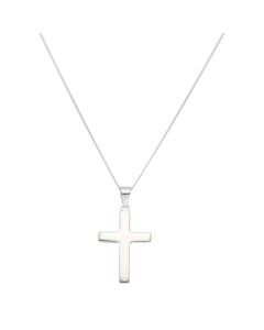 New Sterling Silver Polished Solid Cross Pendant & 18" Necklace