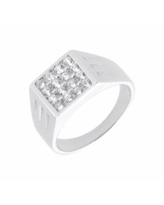 New Sterling Silver Cubic Zirconia Square Head Ring