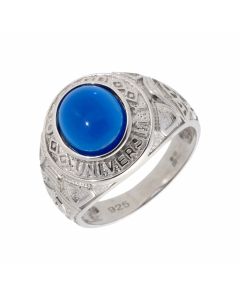 New Sterling Silver Blue Stone Oxford University College Ring