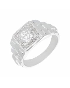 New Sterling Silver Cubic Zirconia Versace/Rolex Inspired Ring