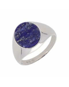 New Sterling Silver Oval Blue lapis Lazuli Oval Signet Ring