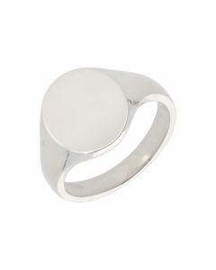 New Sterling Silver Polished Oval Signet Ring