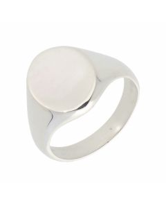 New Sterling Silver Oval Shaped Signet Ring