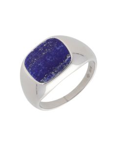New Sterling Silver Blue Lapis Lazuli Cushion Shaped Signet Ring