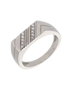 New Sterling Silver Cubic Zirconia Men's Ring