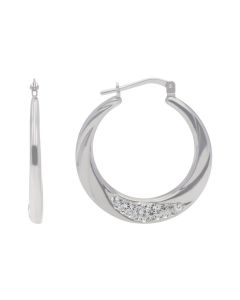 New Sterling Silver Crystalique Hoop Creole Earrings