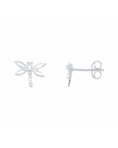 New Sterling Silver Dragonfly Stud Earrings