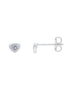 New Sterling Silver Tiny Cubic Zirconia Heart Stud Earrings