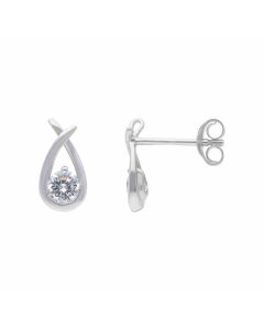 New Sterling Silver Cubic Zirconia Kiss Stud Earrings
