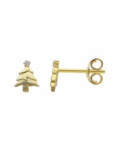 New Gold Plated Sterling Christmas Tree Stud Earrings