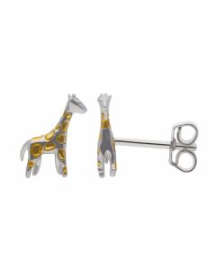 New Gold Plated Sterling Silver Giraffe Stud Earrings