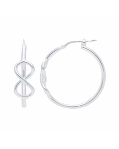 New Sterling Silver Infinity Symbol 30mm Hoop Earrings