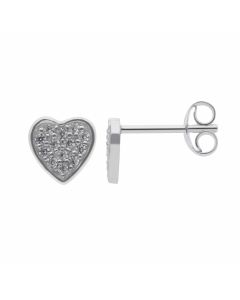 New Sterling Silver Cubic Zirconia Heart Shaped Stud Earrings