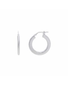 New Sterling Silver Diamond-Cut Pattern Hoop Earrings