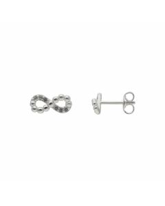New Sterling Silver Cubic Zirconia Infinity Bead Stud Earrings