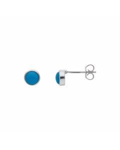 New Sterling Silver Turquoise Round Stud Earring