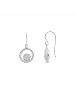 New Sterling Silver cultured Opal & Cubic Zirconia Drop Earrings