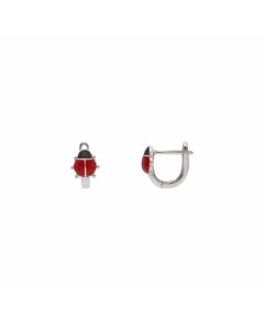 New Sterling Silver Ladybird Huggie Hoop Earrings