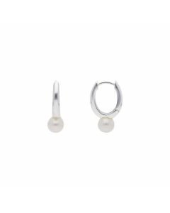 New Sterling Silver Fresh Water Pearl Huggie Hoop Earrings