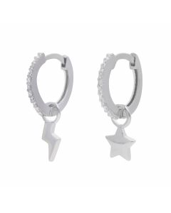 New Sterling Silver Cubic Zirconia Star & Bolt Huggie Earrings