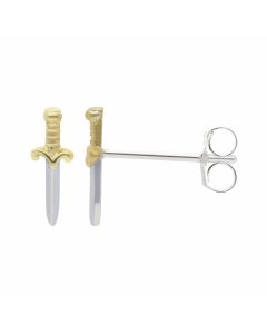 New Gold Plated & Sterling Silver Small Dagger Stud Earrings