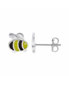 New Sterling Silver Enamel Bee Stud Earrings
