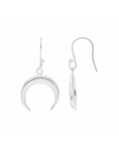 New Sterling Silver Crescent Moon Hook Through Drop Earrings