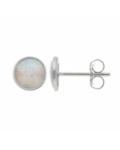 New Sterling Silver Synthetic Opal Stud Earrings