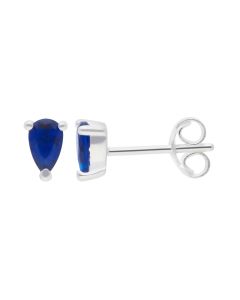 New Sterling Silver Blue Cubic Zirconia Teardrop Stud Earrings