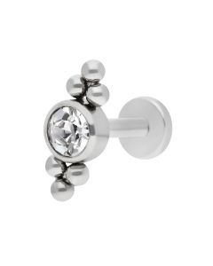 New Stainless Steel Single 6mm Stone-Set Ball Labret Earring