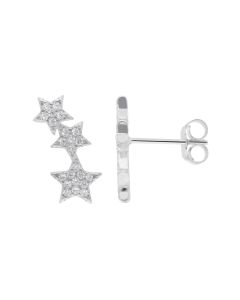 New Sterling Silver Cubic Zirconia Starburst Ear Climber