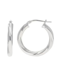New Sterling Silver 20mm Twisted Hoop Earrings